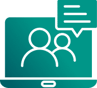 パソコンでオンライン通話をしているアイコン